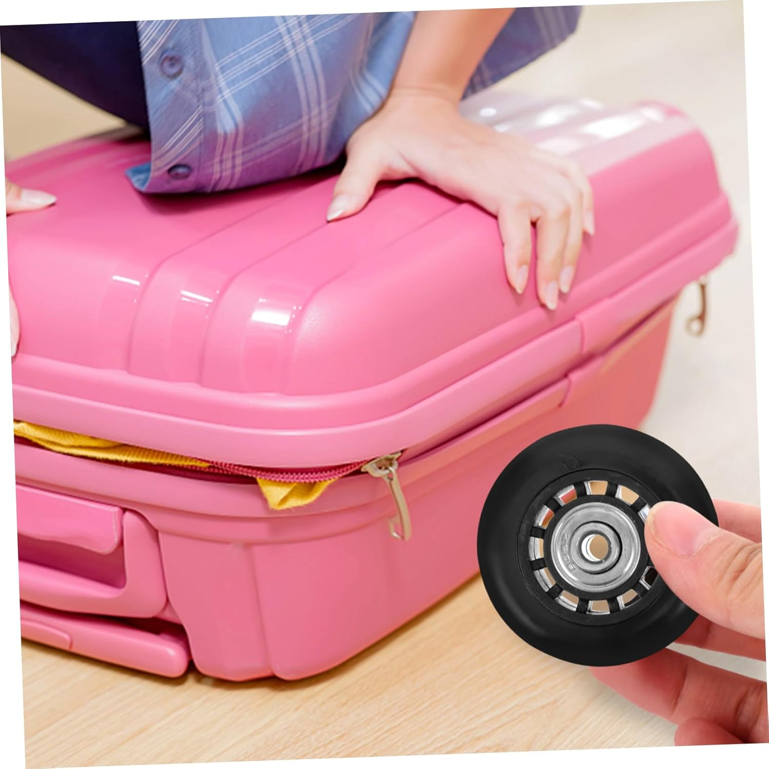 VILLFUL 2Pcs Luggage Wheels Replacement Kit 60X23Mm Swivel Caster Wheels Metal Bearings for Suitcase Trolley Travel Bag Repair image number 3