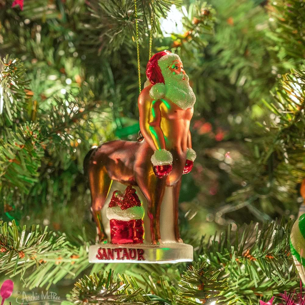 Santaur Hand Blown Glass Holiday Ornament image number 2