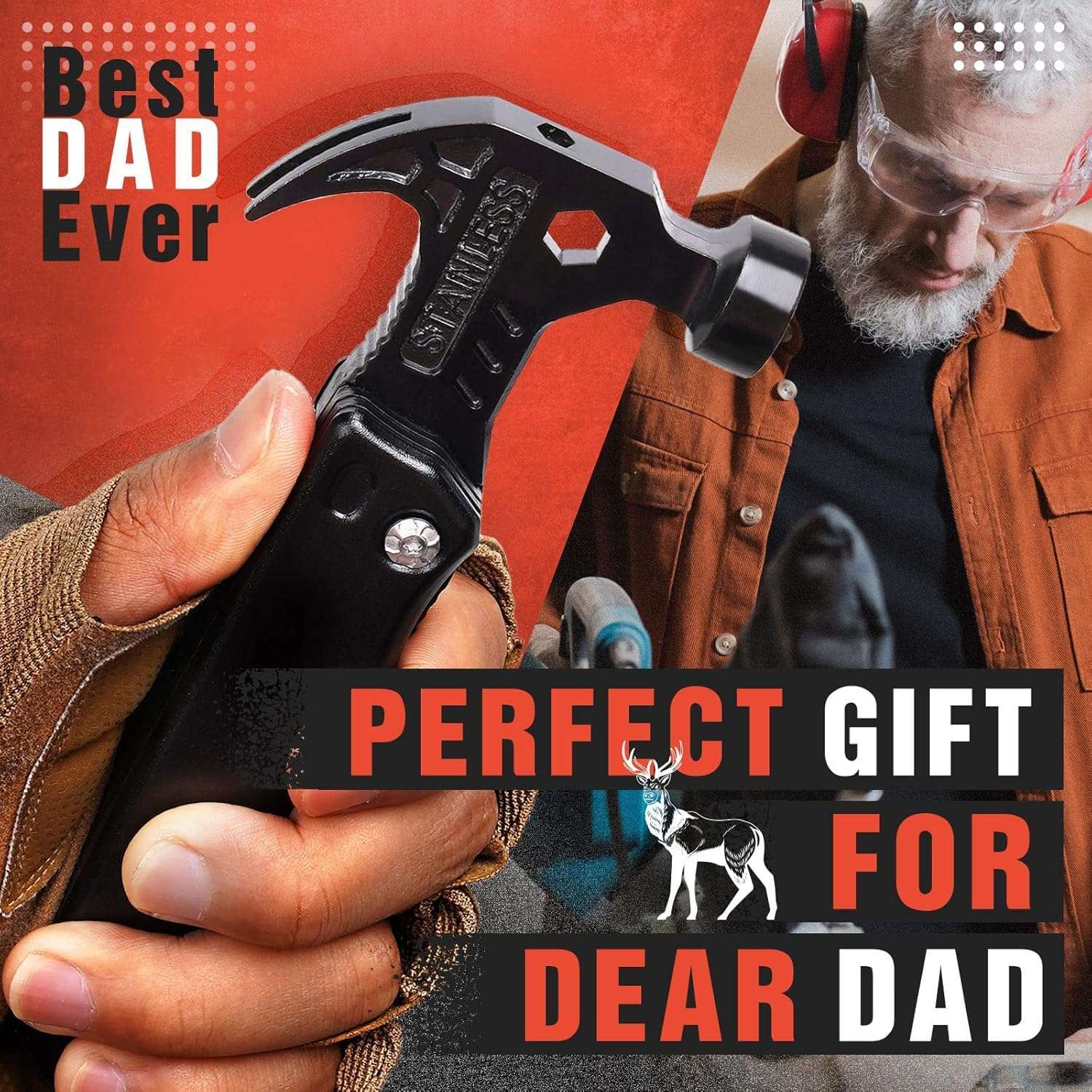 Fathers Day Gift, Father'S Day Multitool Gifts,15 in 1 Multitool Hammer Survival Multitool for Men, Gifts for Men Dad Husband,Dad'S Gifts from Son Daughter Wife, Dads Birthday Gift image number 4