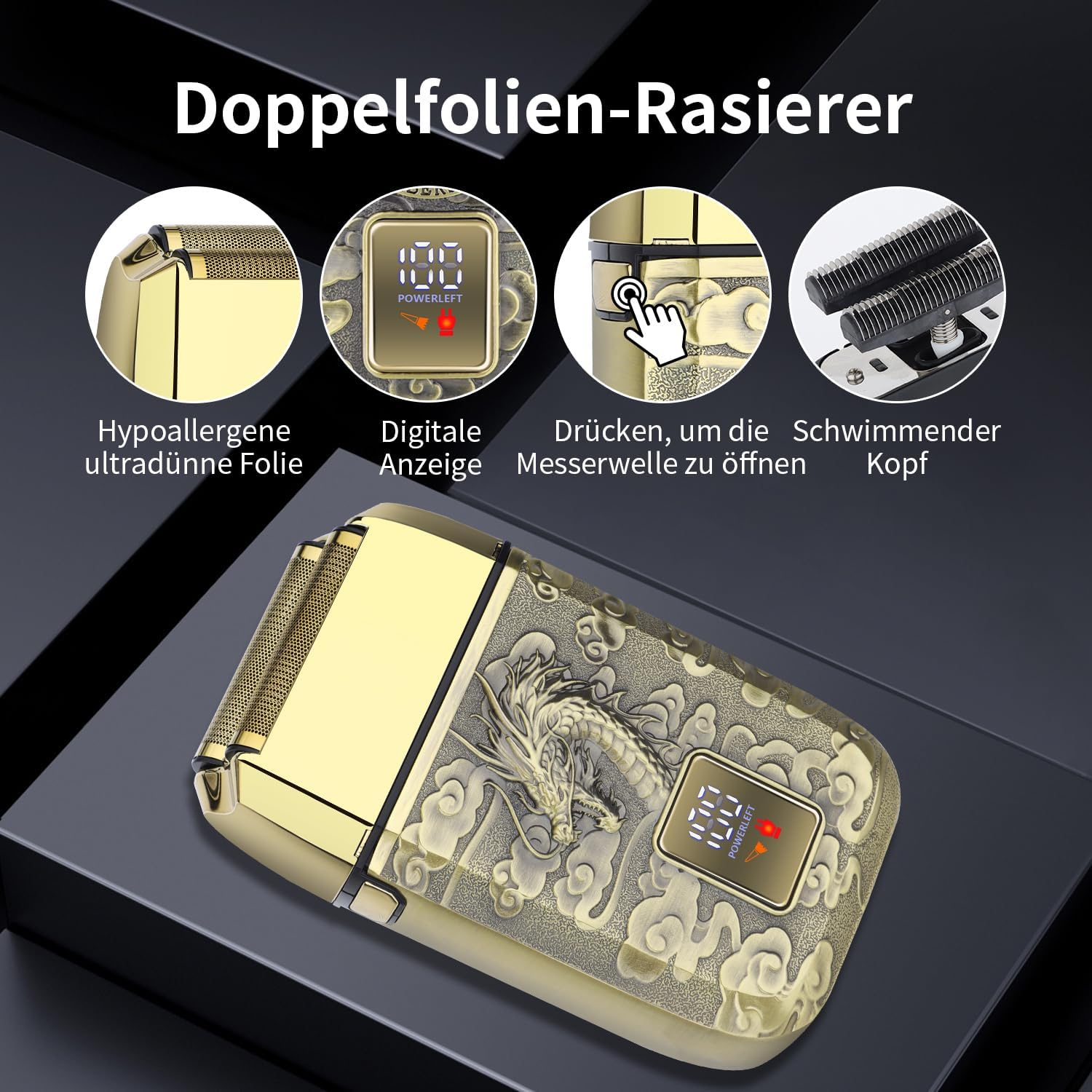 HIENA PRO Professional Hair Trimmer Set for Men, Cordless Hair Trimmer, Beard Trimmer, Foil Shaver Set, USB Rechargeable Complete Electric Hair Cutting Kit with 10 Guide Combs