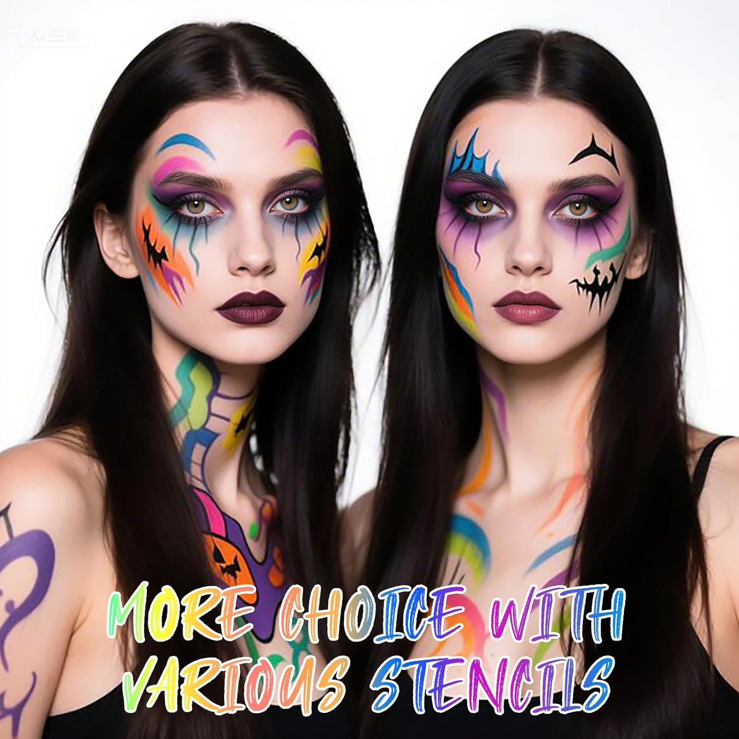 YBUETE Halloween Face Paint Kit for Adult,15 Colors Water Based Face Paint Kit with Stencils,Professional Body Painting Makeup Palette for Halloween Clown Skeleton Zombie Vampire Costume Makeup