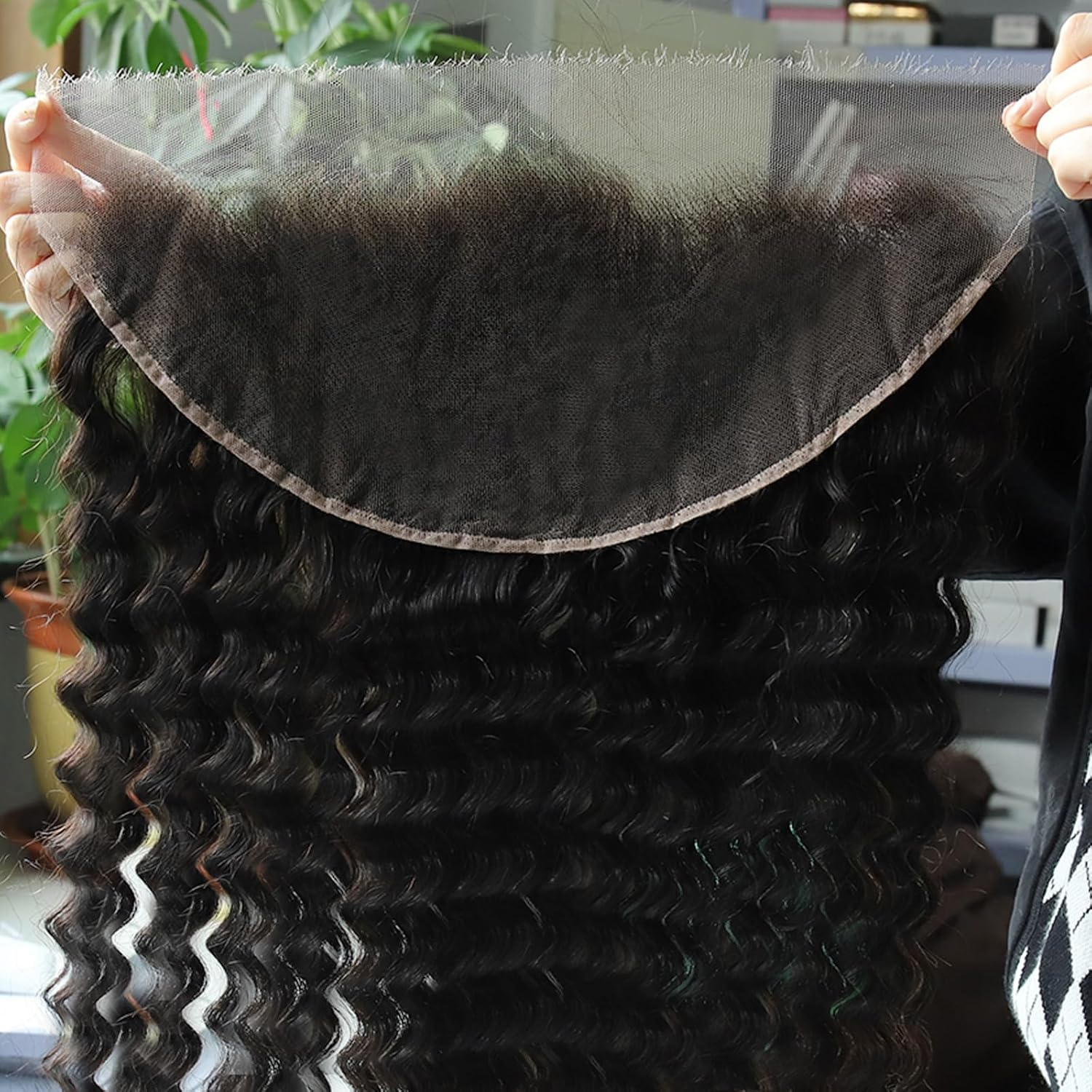 BEEOS Deep Wave 13X6 SKINLIKE Real HD Lace Frontal, Vivid Pre-Plucked Hairline Bleached Knots 0.10Mm Ultra-Thin Invisible HD Lace Human Hair Frontal 12 Inch image number 5