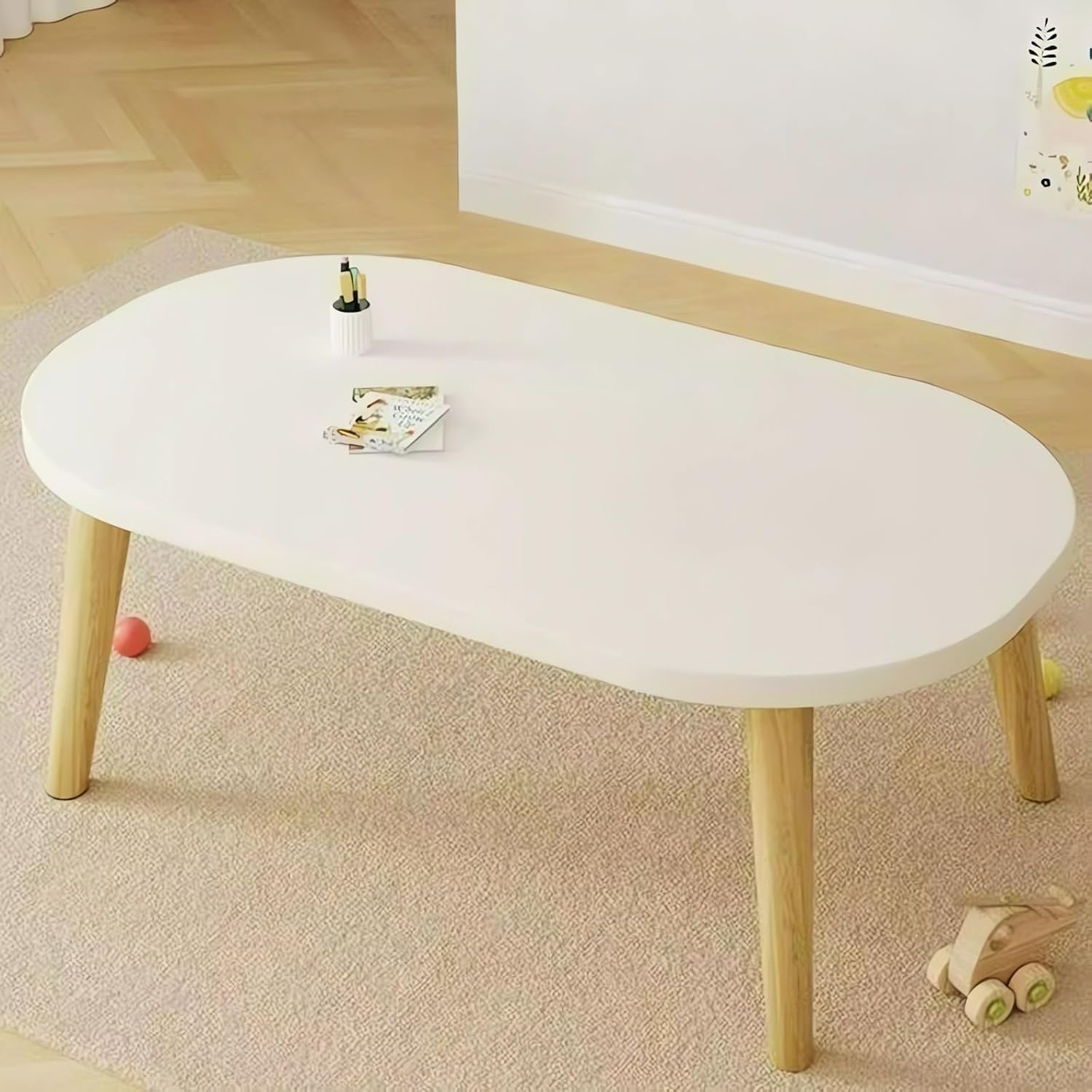 Coffee Table, Living Room Wood Table, Sofa Side, Office Tea Table A16 (D White, 80X48X50CM)