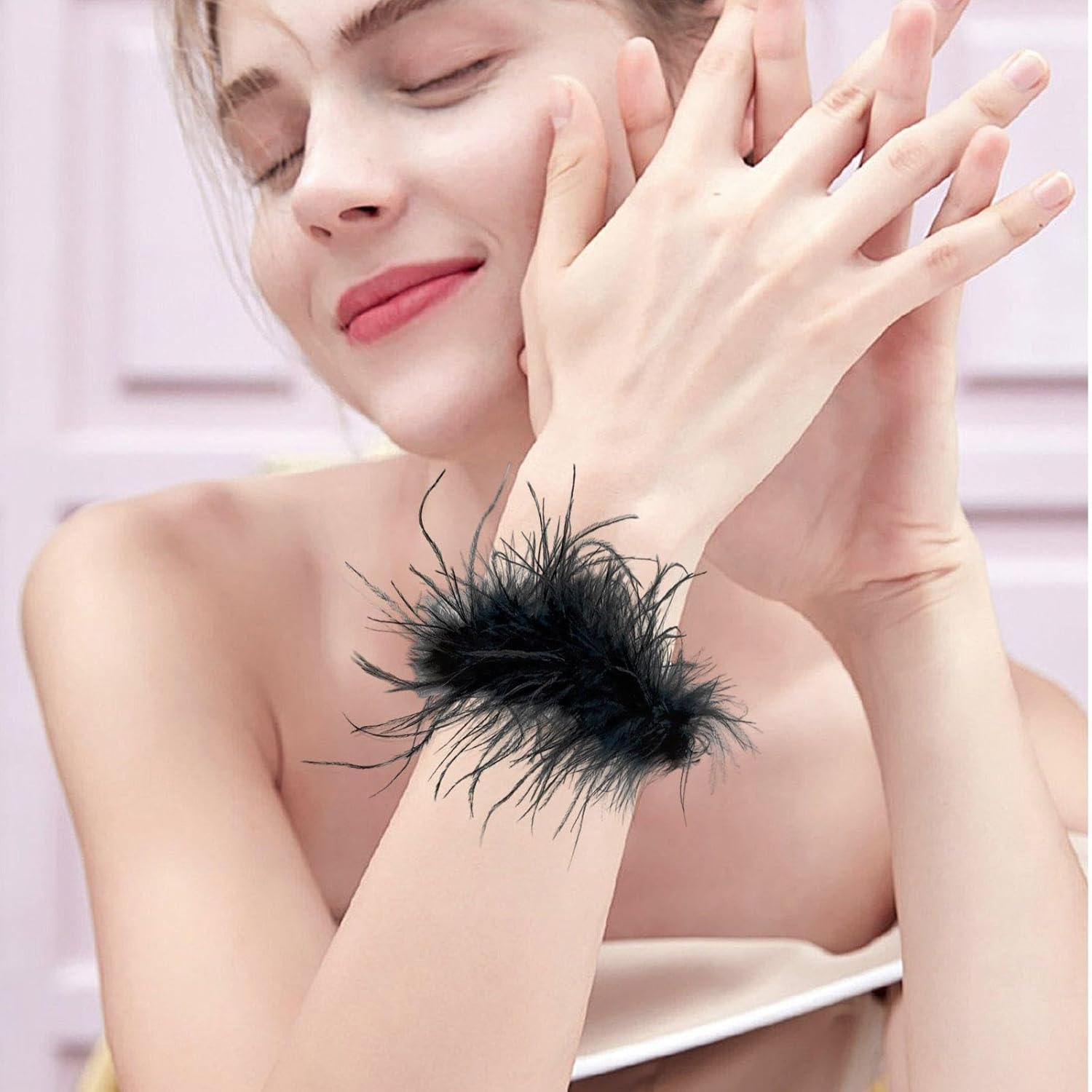 OVDGWC Elee 2 Pairs Feather Clips, Creative Simple Hair Clips, Back Gaps, Fashionable Hair Accessories for Women, Black/White Spring Clips, Hairstyle Decoration