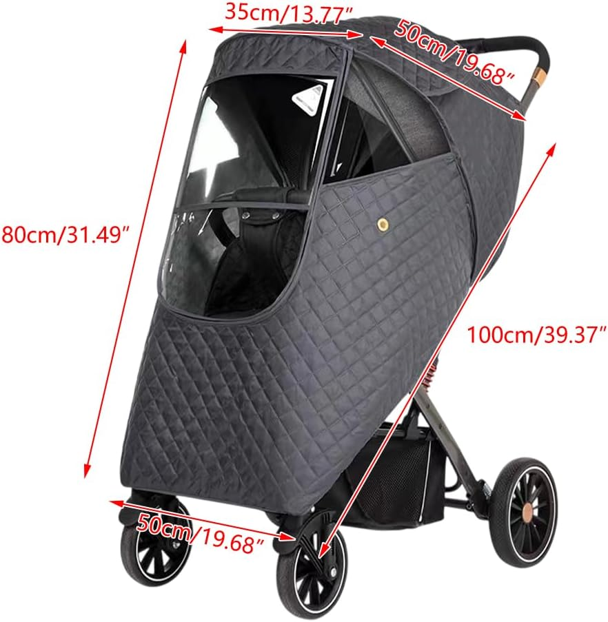 AIMALL Universal Baby Stroller Rain Cover with Zipper Door, Breathable Quilted Windshield, Thermal Insulated Waterproof Weather Shield for Umbrella Strollers image number 5