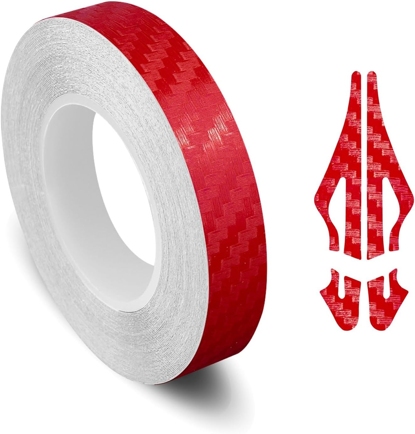 Carbon Fiber RED Self-Adhesive Vinyl Pin Stripe Roll Decal Sticker Tape 9.80M 32Ft - 12Mm | 1/2", Universally Compatible for Cars, Trucks, Vans, Motorcycles, Bikes, Arts & Crafts image number 1