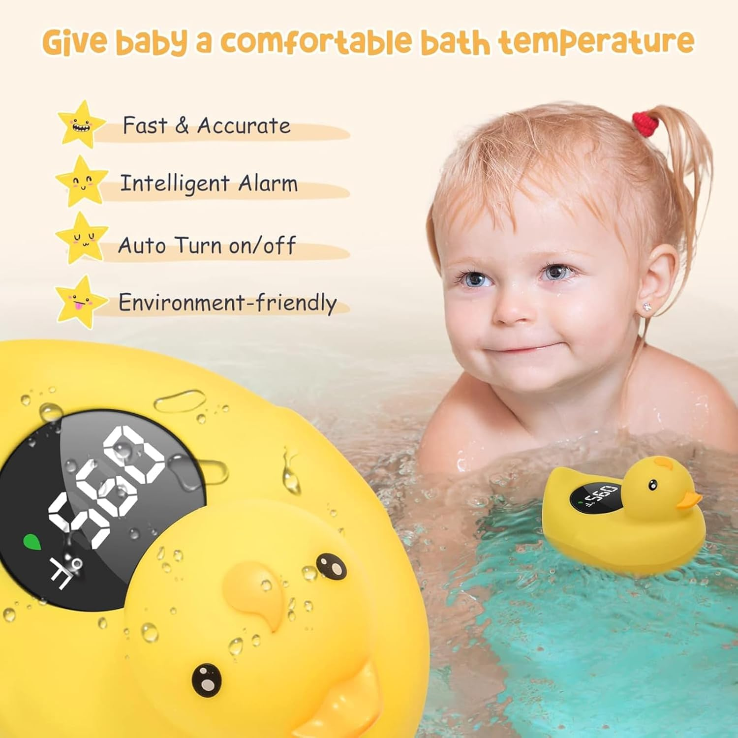 Floating Bathtub Thermometer - Bpa-Free Water Temperature Gauge for Safe & Comfortable Baths（Duck） image number 2