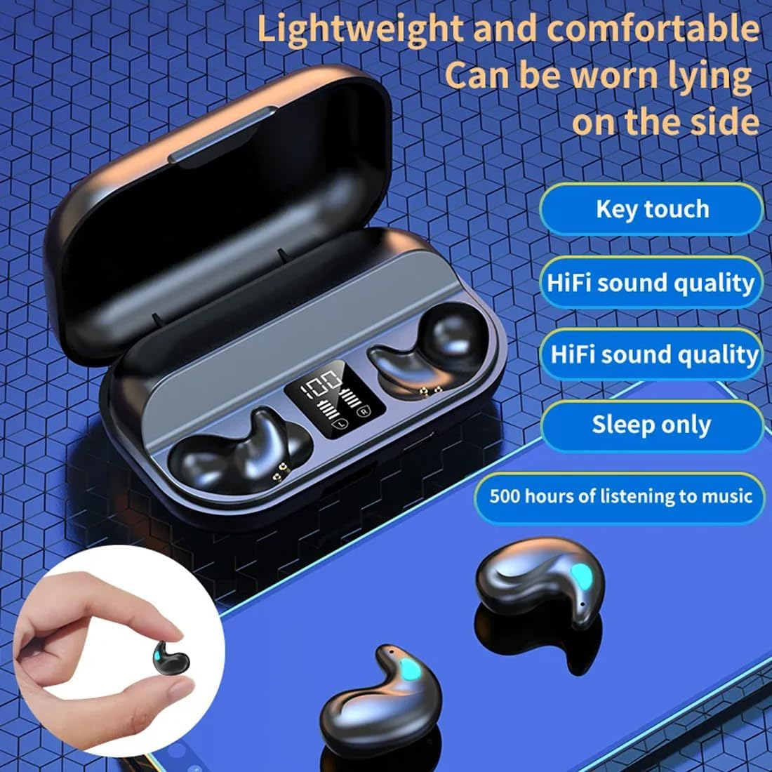Tomedeks Mini Invisible Smallest Headphones Bluetooth In-Ear Wireless Headphones Bluetooth In-Ear Headphones for Sleeping Wireless Sleep Earbuds Headphones image number 5