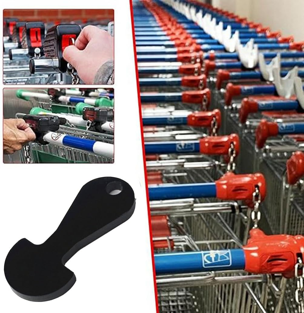 WADY 10Pcs Shopping Trolley Release Key, Trolley Remover Keyring, Shopping Trolley Tokens Key -Shopping Trolley Token Coin Trolley Unlock Release Key for Meters, Change or Grocery Shopping Cart(Black) image number 5