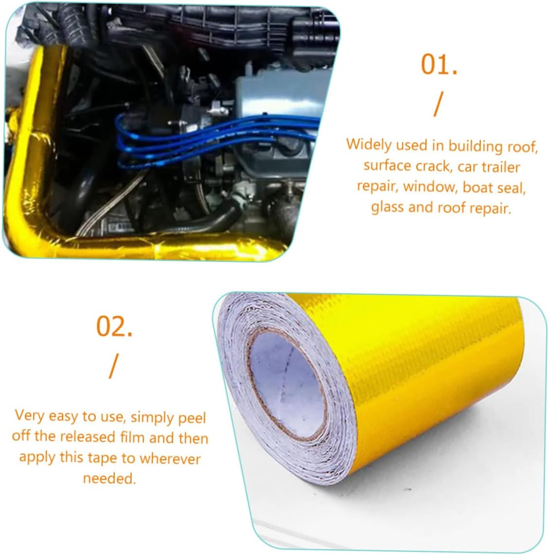 CANIGHT 10M Aluminum Foil Tape Heat Resistant Adhesive for Automotive Exhaust Insulation and Repairs and Flexible for High Temperature Applications image number 6