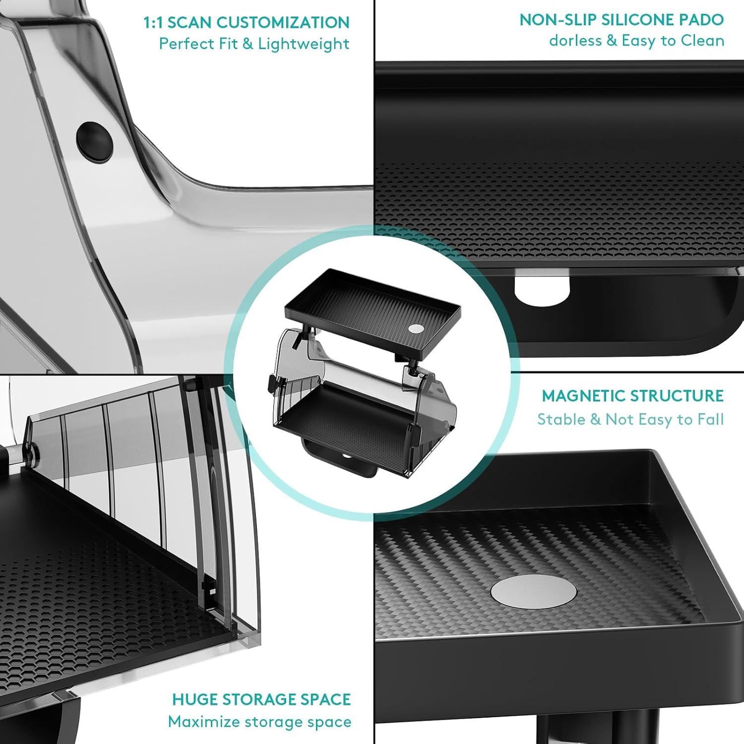 Car Center Console Organizer for Tesla Model 3 Model Y, Magnetic Tray under Screen Storage Box Dashboard Holder for Tesla Interior Accessories