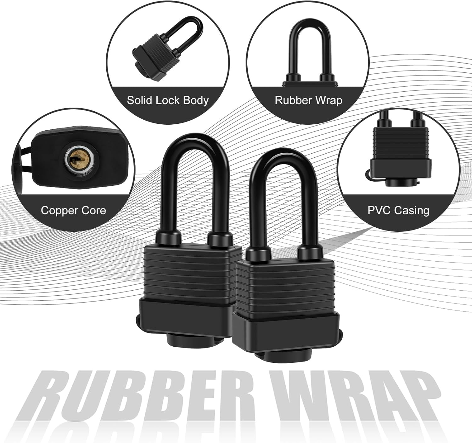 Abizarch Padlocks Keyed Alike for Outdoor Use, Pack of 6, Laminated Steel Lock Set Safety Padlock, Waterproof Heavy Duty Outdoor Security Lock image number 4