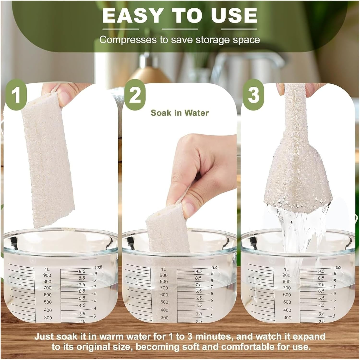 Natural Loofah Sponge Pack, Organic Luffa Body Scrubber Bath Sponges, Shower Loofah Puff Exfoliating Body Sponge for Men Women Skin Care Spa Shower & Travel 6Packs image number 3