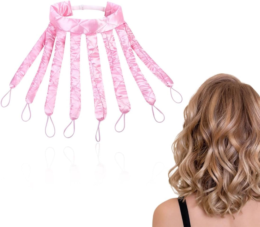 Heatless Curlers Headband, Octopus Hair Curler, Curls without Heat, Heatless Curls Band Overnight Curlers for Women Girls, Pink
