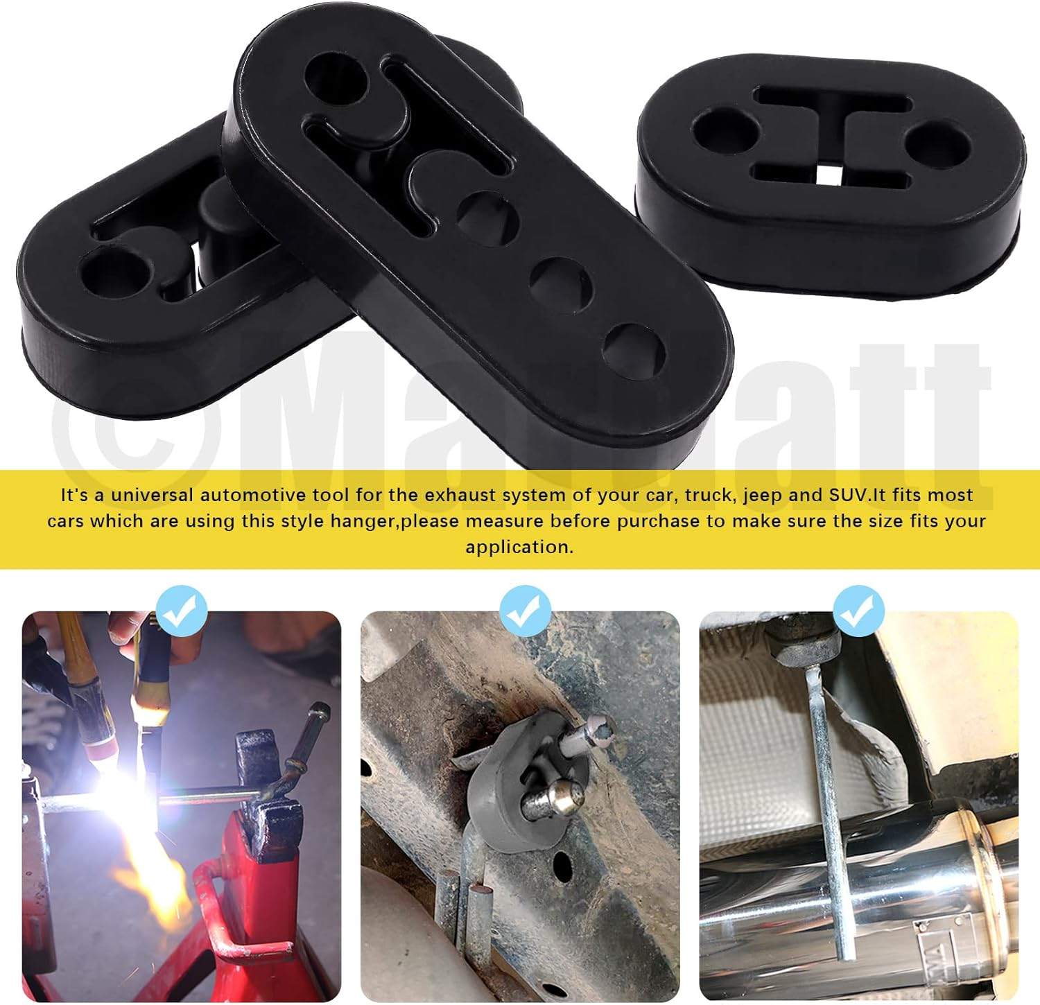 6 Pcs 2/4 Holes Exhaust Hanger Rubber Muffler Hanger with 90 Degree Exhaust Hanger Rod, Insulator Muffler Bracket Mount for Car Truck Jeep image number 4