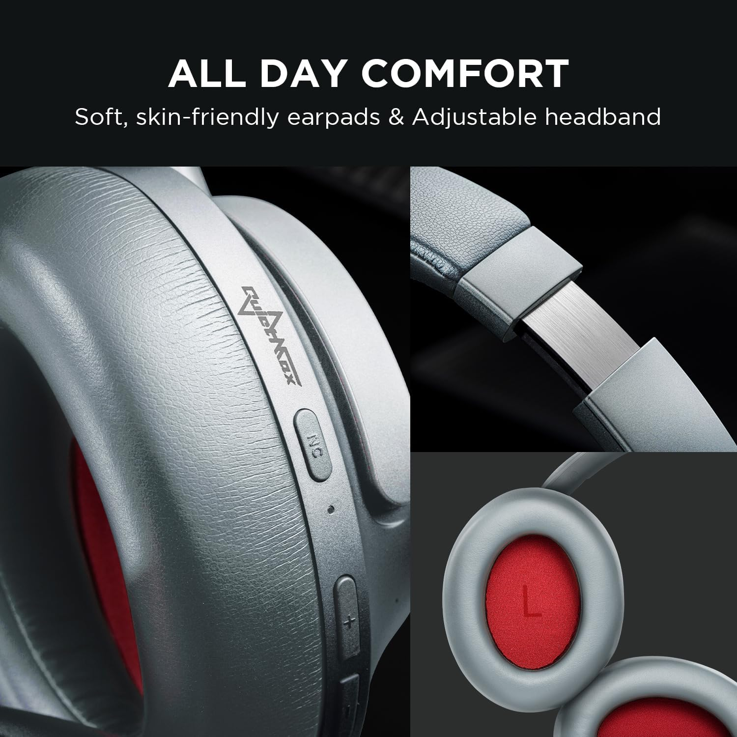 1MORE Sonoflow Active Noise Cancelling Headphones, over Ear Bluetooth Headphones with LDAC, Hi-Res Wireless Audio, 70H Playtime, 5 Mics, Clear Calls, Preset EQ, App, Foldable Earphones,Silver image number 5