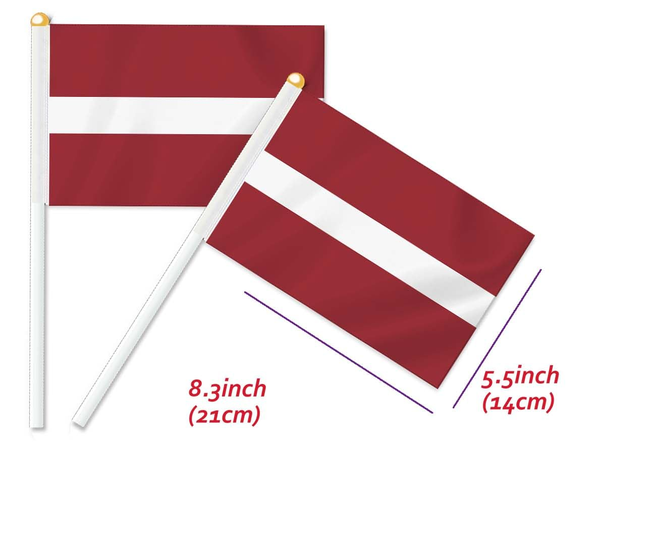 10 PCS Latvia Handheld Small Flag, Latvians Hand Held Mini Decor Decoration Banner image number 1