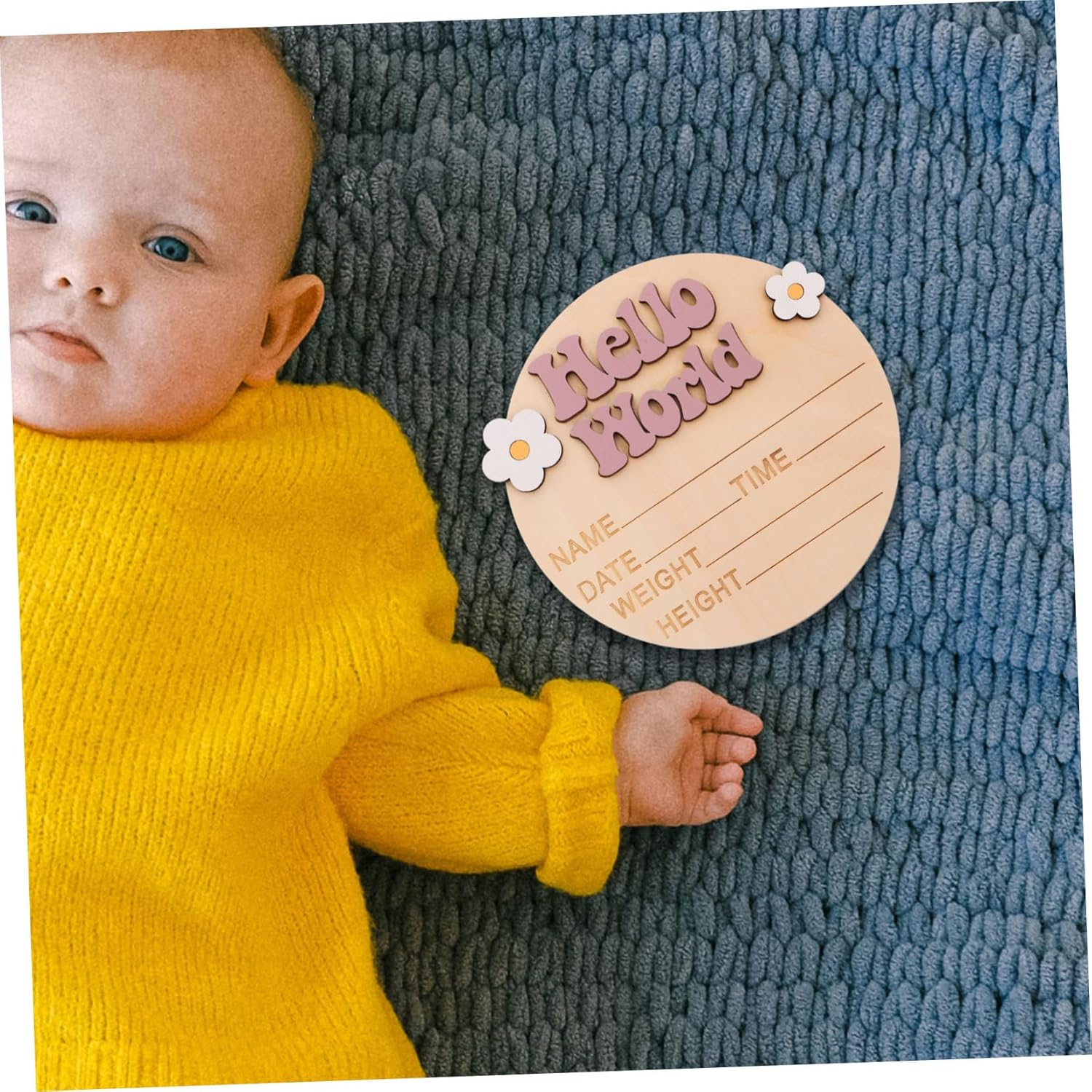 INOOMP Wood Baby Name Sign and Birth Announcement Sign for Newborns Rustic Nursery Decor Flower Detail for and Nursery Display - Multi image number 2