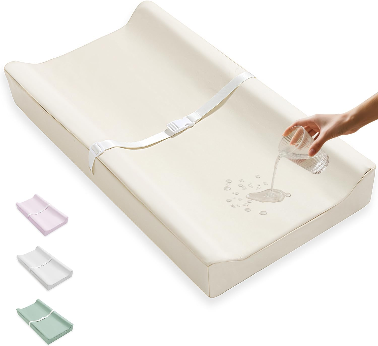 Vegan Leather Baby Changing Pad Covers for Girl, Boy, Waterproof & Wipeable Soft Diaper Changing Mat Cover.Fits Standard Changing Pads with Dimensions of 32" X 16". (Green)