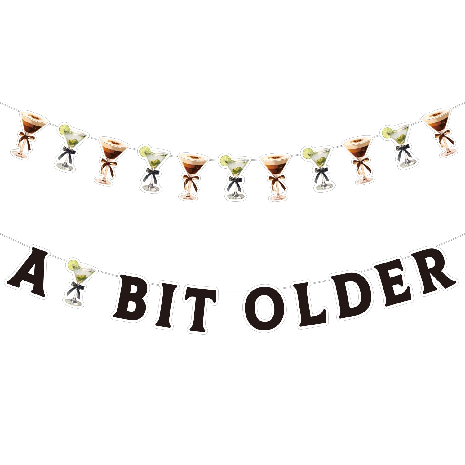 2Pcs Martini Party Banner, Pre-Strung Martini Party Decorations Espresso Martini Garland Martini Glass Banner Martini Birthday Party Decor for Wedding Engagement Bachelorette image number 3