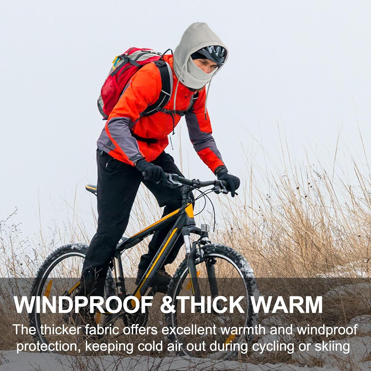 Balaclava Winter Face Mask: Thermal Polar Fleece Hood Windproof Ski Mask for Men Women, Convertible Warm Face Cover Hat Cap and Scarf for Cycling, Skiing, Motorcycle - White image number 7