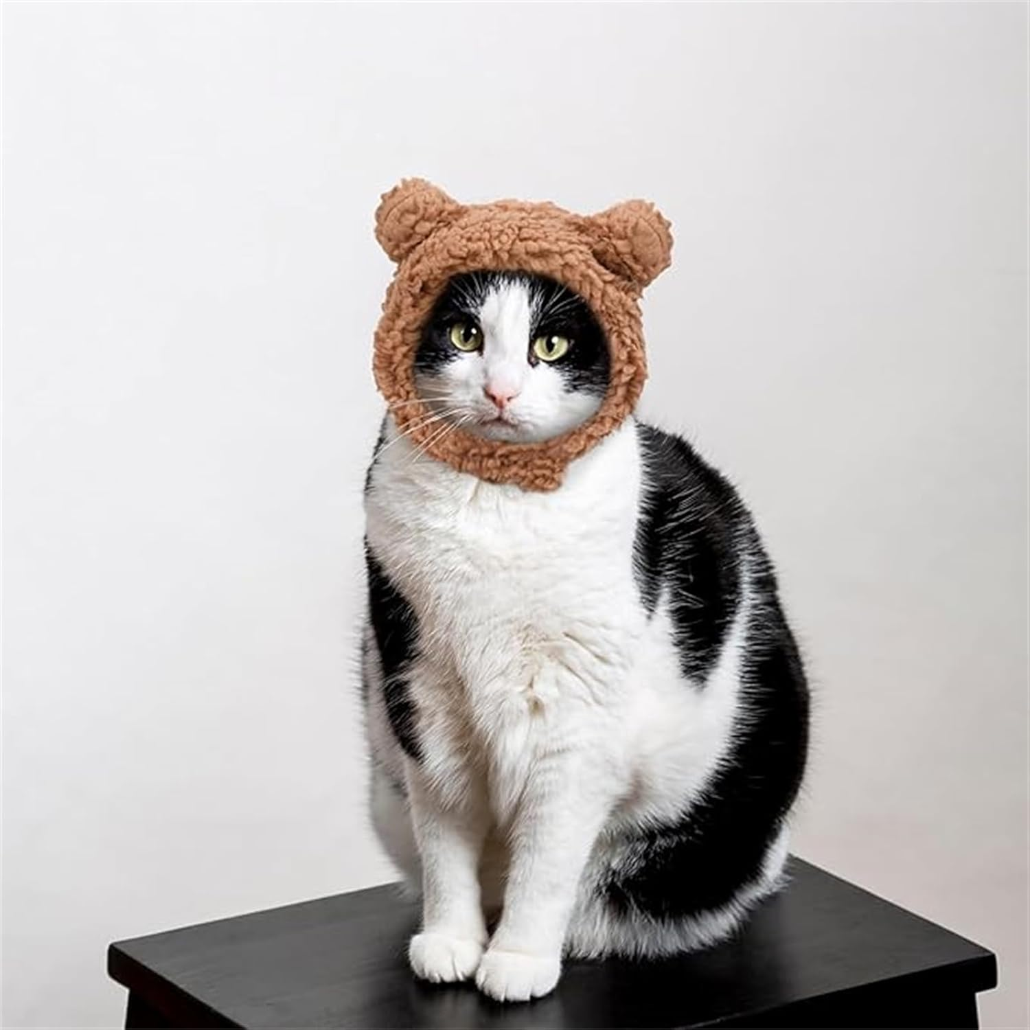 Costume Hat for Cats and Dogs, Adjustable Warm Bear-Ear Headwear, Soft Comfortable Small Pet Accessory (Brown) image number 1