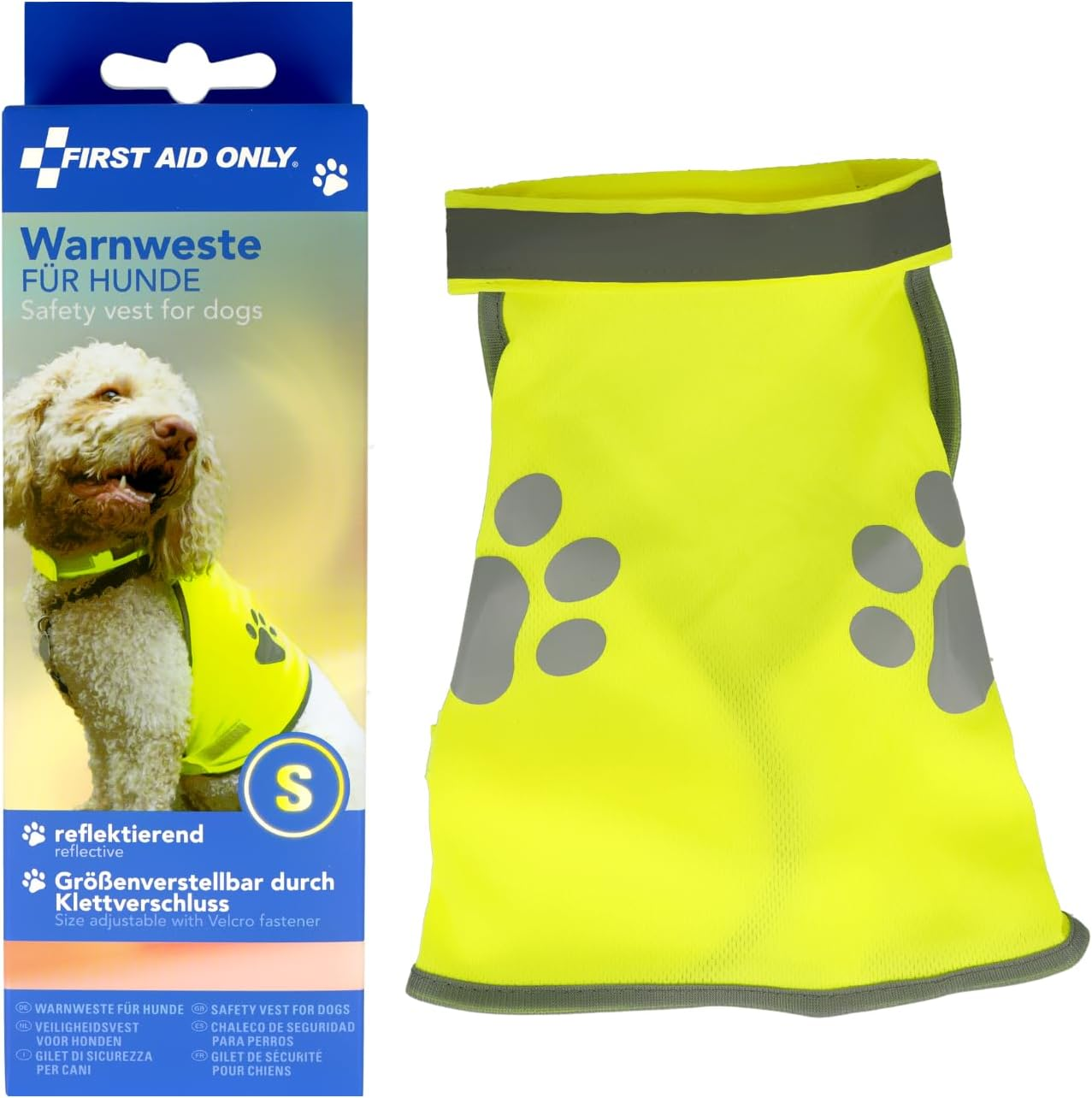 First Aid Only P-91913 00 Dog Safety Vest Yellow Size S | Reflective Vest for Dogs with Reflector | Can Be Attached with Fastener | Neck Circumference: 28-42 Cm, Chest Circumference: 39-50 Cm | 100% image number 1