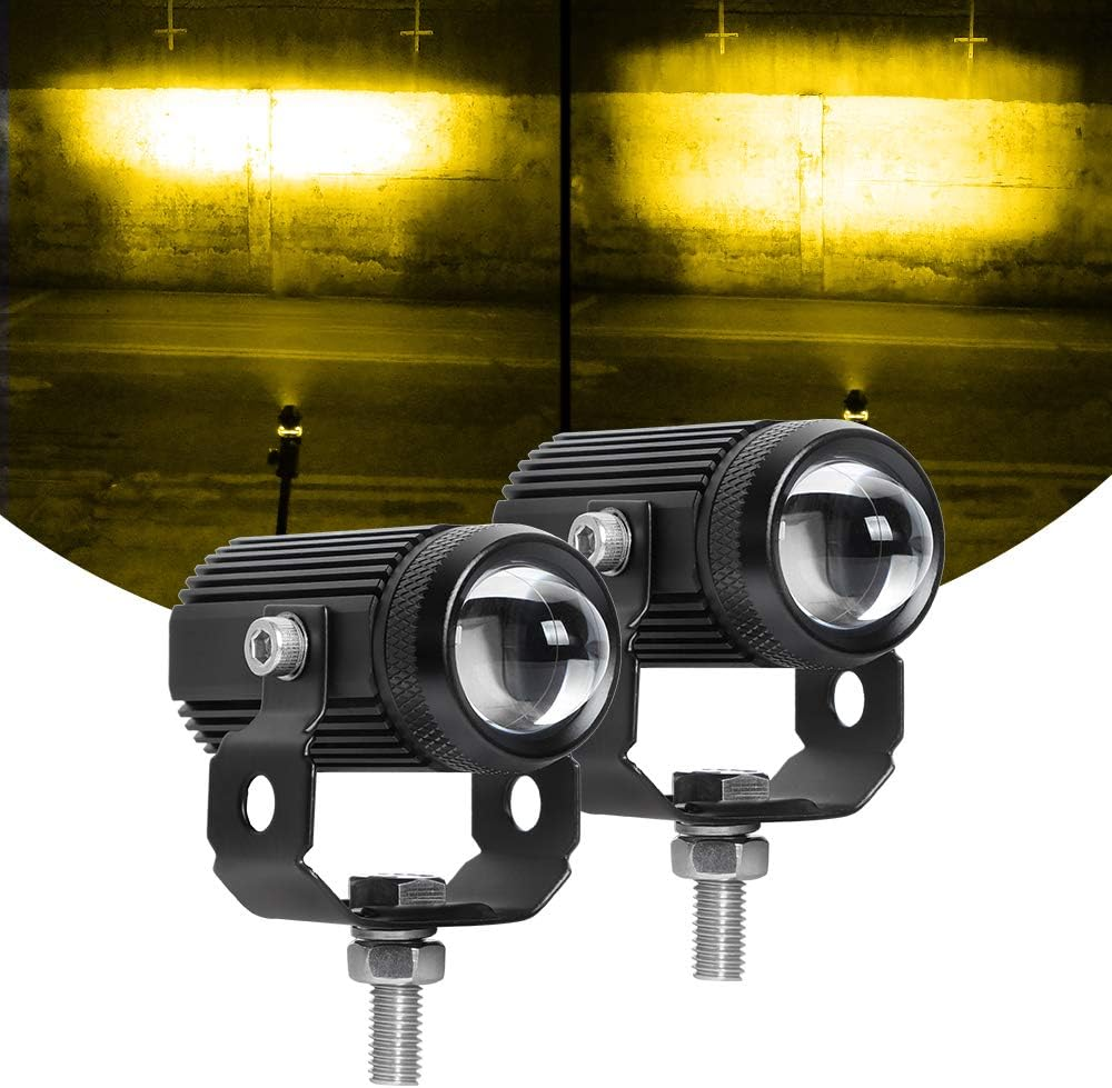 EXZEIT Led Driving Light for Motorcycle, High Low Beam Function 1.3'' Fog Lights Aux Light for Motorcycle E-Bike ATV UTV, 12/24V, 30W, 6000 Lumens 2 Pcs (White Light)