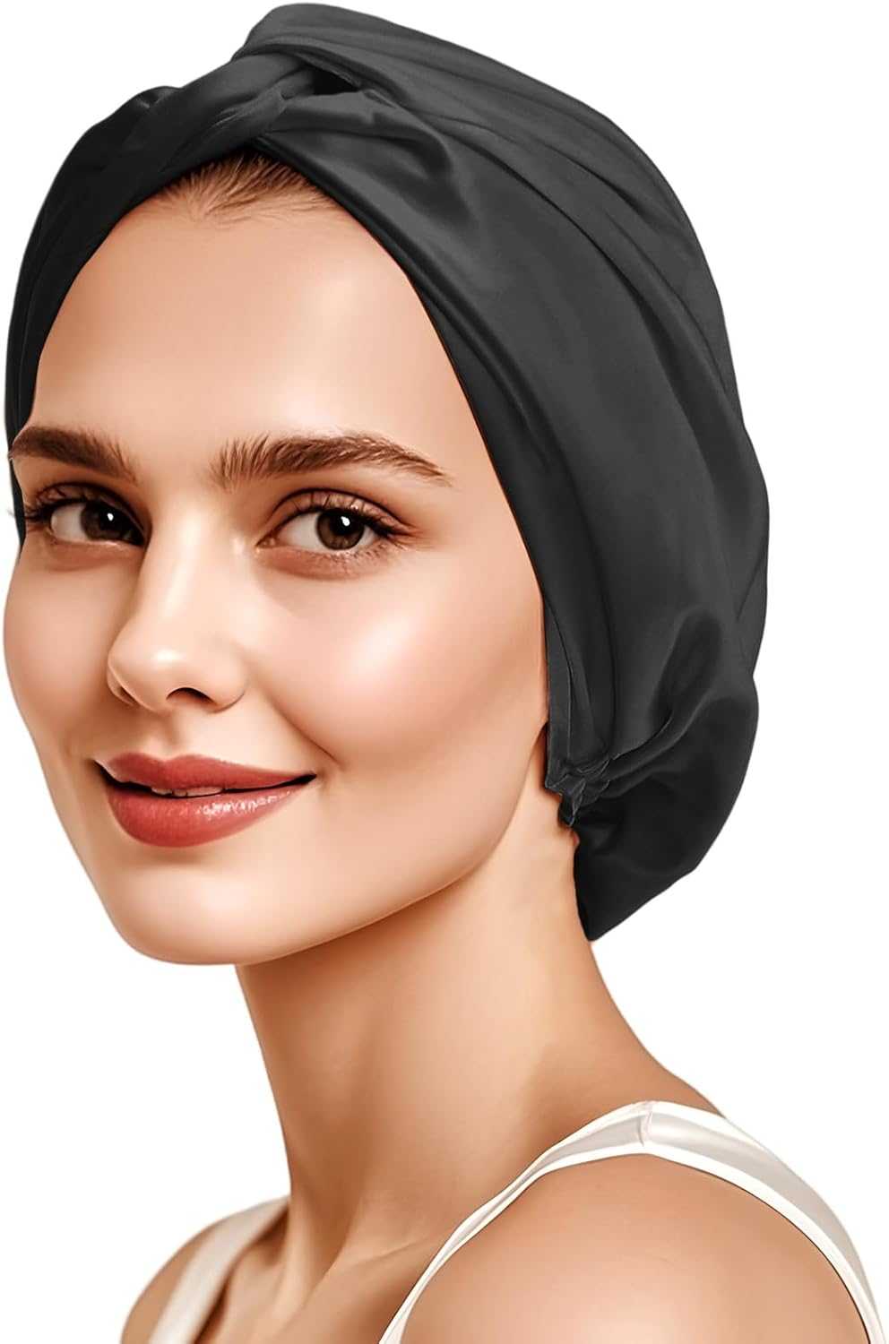 ZIMASILK 100% Silk Bonnet for Sleeping, 22 Momme Adjustable Mulberry Silk Cap for Women Hair Care, Double-Layered Highest Grade 6A Sleep Hair Wrap, Non-Slip Design (1Pc, Pink)
