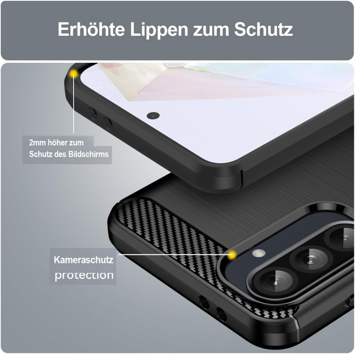 Case Compatible with Samsung Galaxy A36 / A56, Mobile Phone Case for Galaxy A36 / A56, Carbon Mobile Phone Case, Black