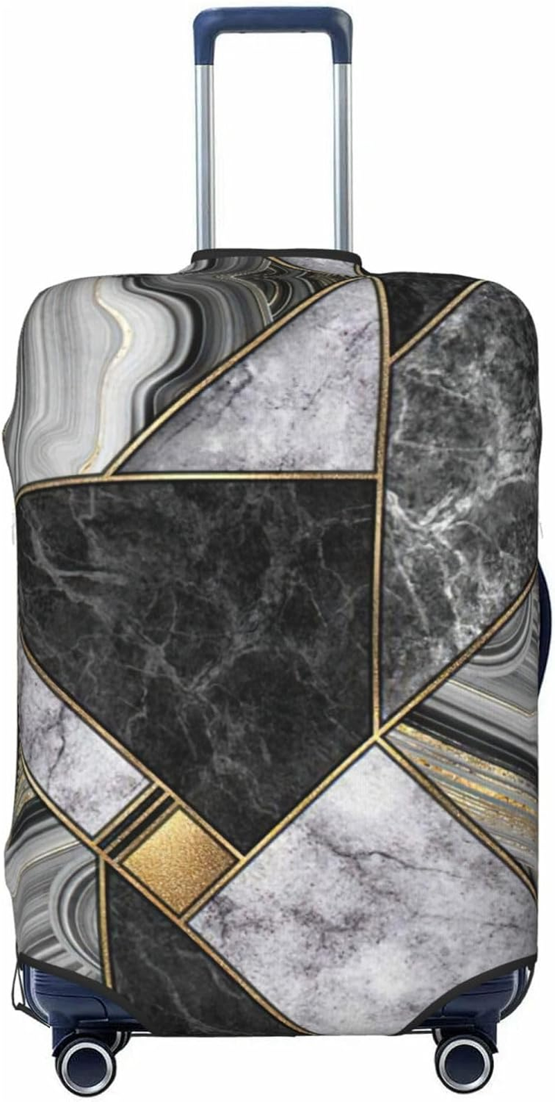 JEJEA Black Marble Texture Gold Print Suitcase Cover Protector Travel Luggage Cover Suitcase Washable Baggage Covers Anti-Scratch, Black, S image number 3