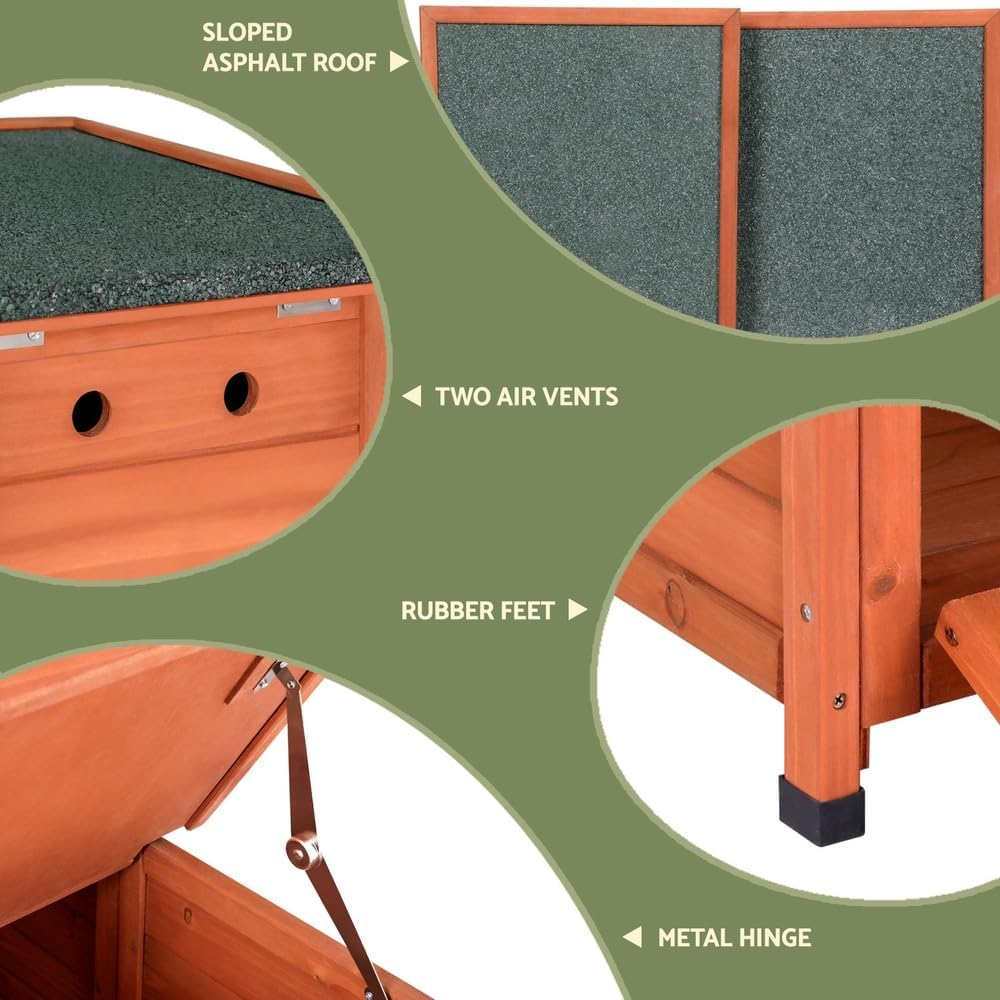 I.Pet Rabbit Hutch Outdoor Cat House Wooden Shelter Condo Small Enclosure Indoor image number 3