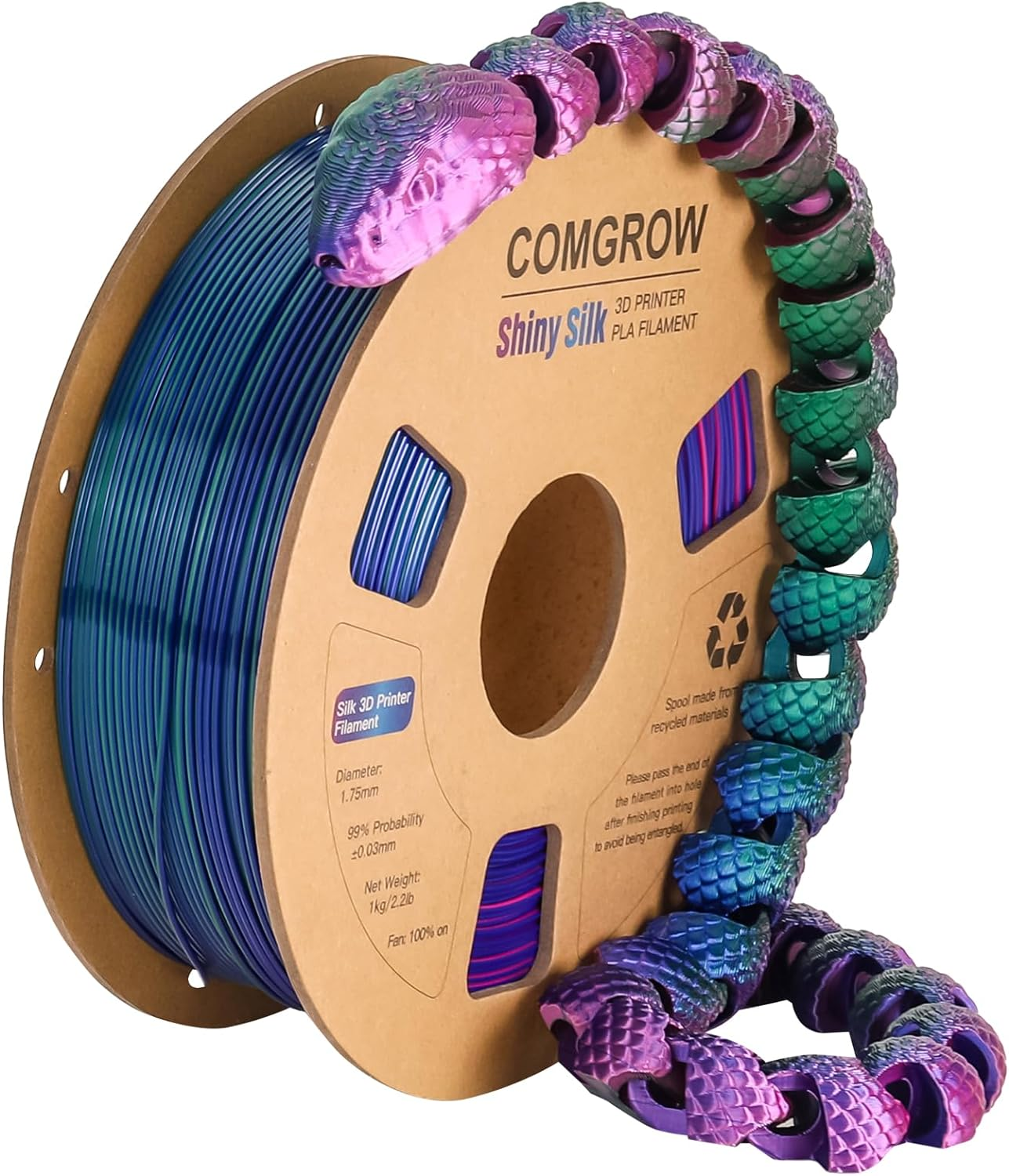 Comgrow Creality PLA 3D Printer Filament, Dimensional Accuracy +/- 0.02 Mm,1.75Mm 1 Kg Spool, Red for Ender3 CR-10 - Red Rainbow image number 5