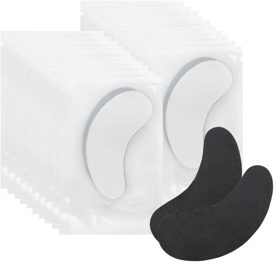 100 Pairs Hydrogel under Eye Gel Patches Lint Free Eye Lash Pads Eyelash Extension Tool Mask Eyepads, Transparent/Black