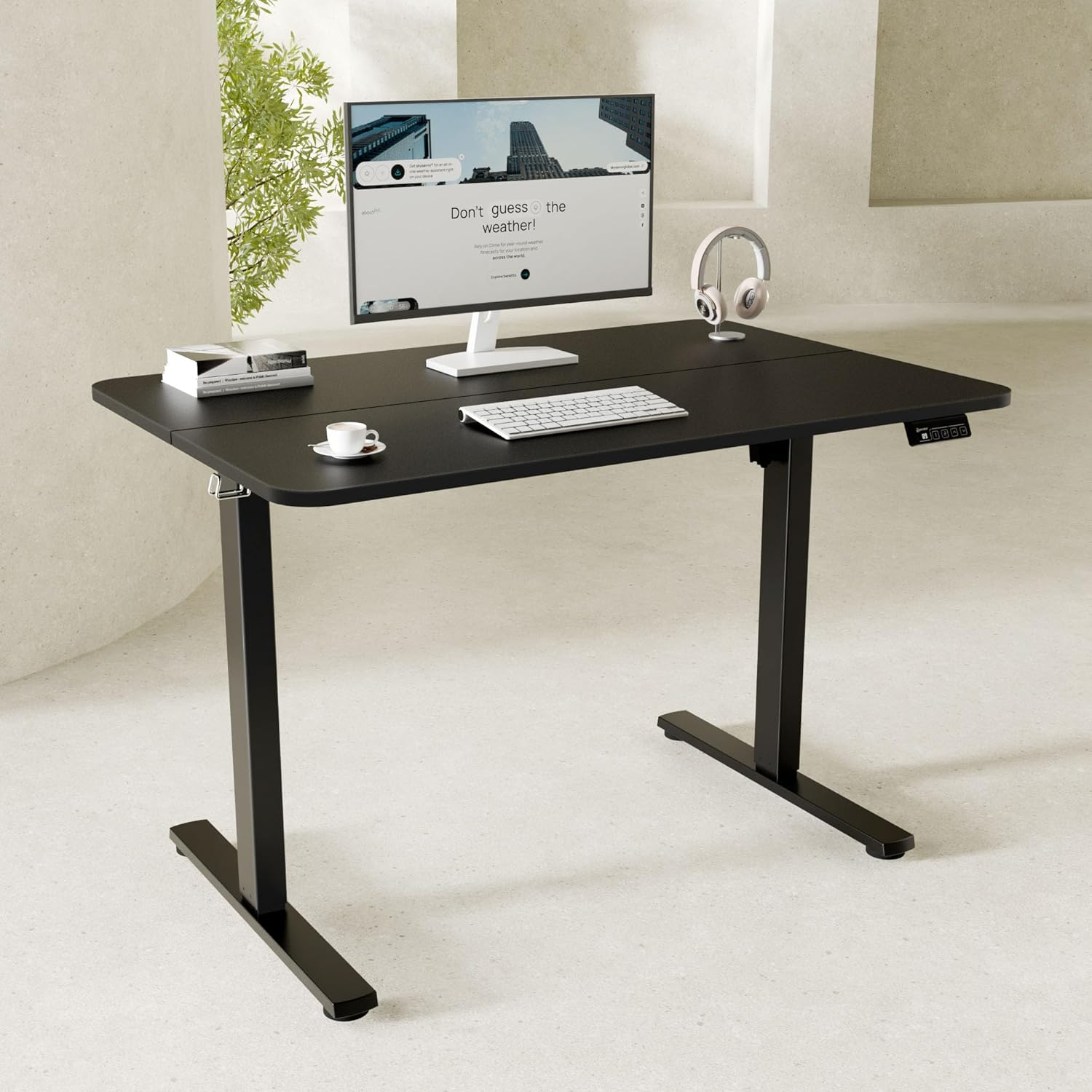 ERGOMAKER Height Adjustable Standing Desk Frame, Electric Sit Stand Desk Base with Automatic Memory Smart Handset (Black Frame, without Desktop) image number 4