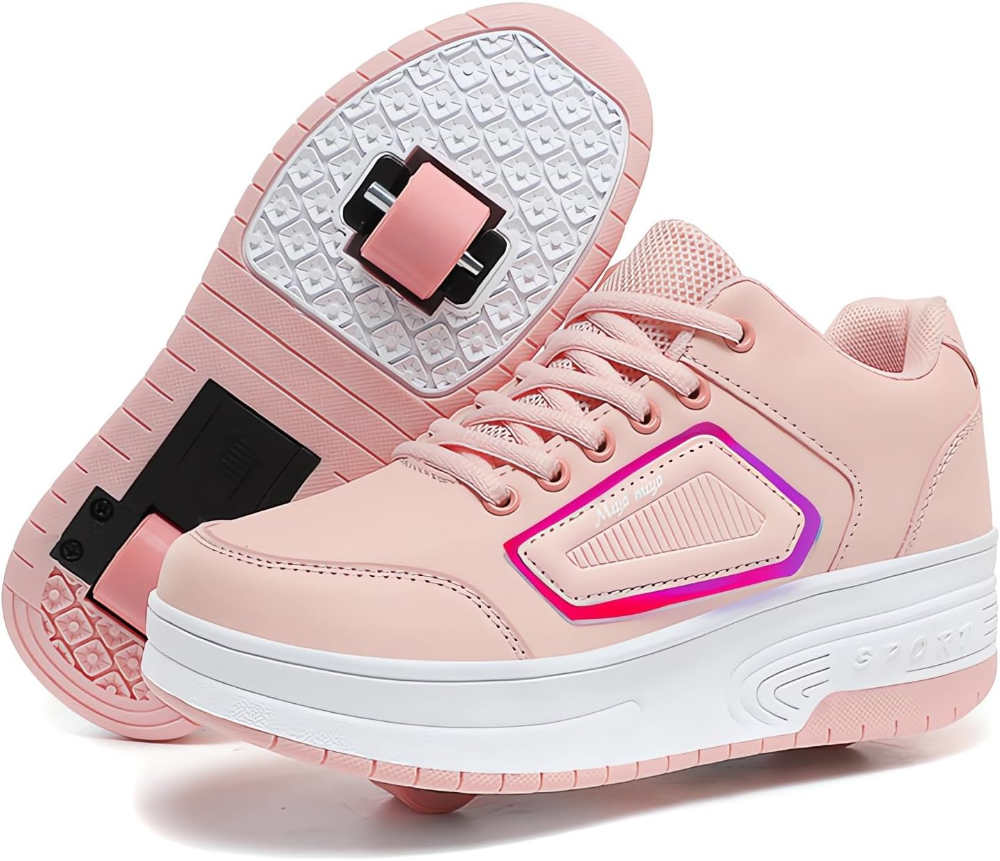 GIMKOUNN Roller Shoes Boys Girls Roller Skate Shoes Sneakers with Wheels for Kids Women Wheeled Footwear Retractable Breatheable Shoes Beginner Exercise Skates Birthday Gifts Christmas