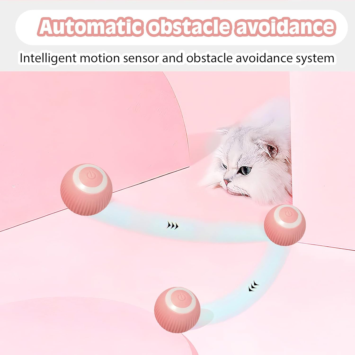 Cat Toy Electric Cat Ball, Interactive Cat Toy Ball with LED Light, USB 360 Degree Ball, Self-Employment Intelligence, Rechargeable Electric Cat Balls for Cats (2 Pieces) image number 5