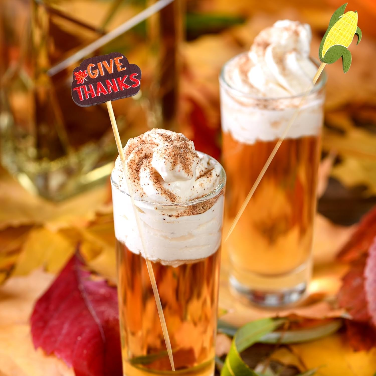 Worldbazaar Thanksgiving Cocktail Picks 120PCS Thanksgiving Toothpicks Fall Food Appetizer Sticks Fruit Harvest Decorations Party Supplies image number 2