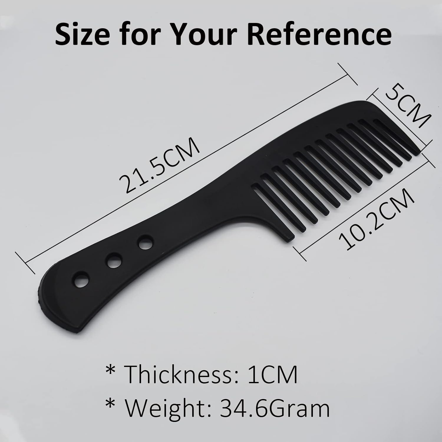 Professional Wide Tooth Comb, Large Hair Detangling Comb, Hair Styling Comb for Curly, Wet, Dry Hair, No Handle Detangler Comb Shampoo Comb, Black image number 4