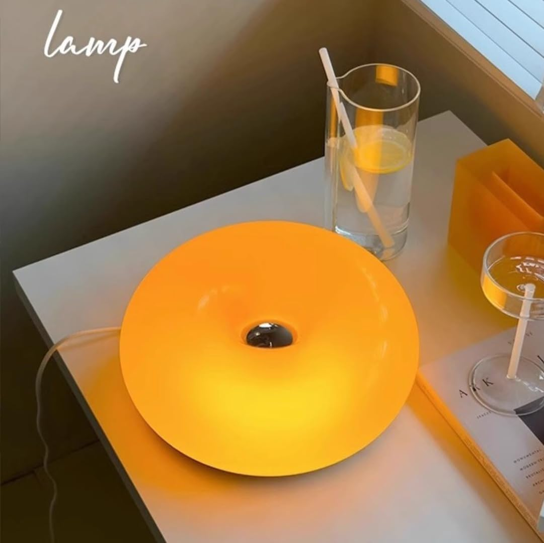 GUANSHAN Orange Donut Table Lamp Vintage Glass Table Lamp Retro Table Lighting Decorative Atmosphere Bedside Lamp for Bedroom Living Room image number 6