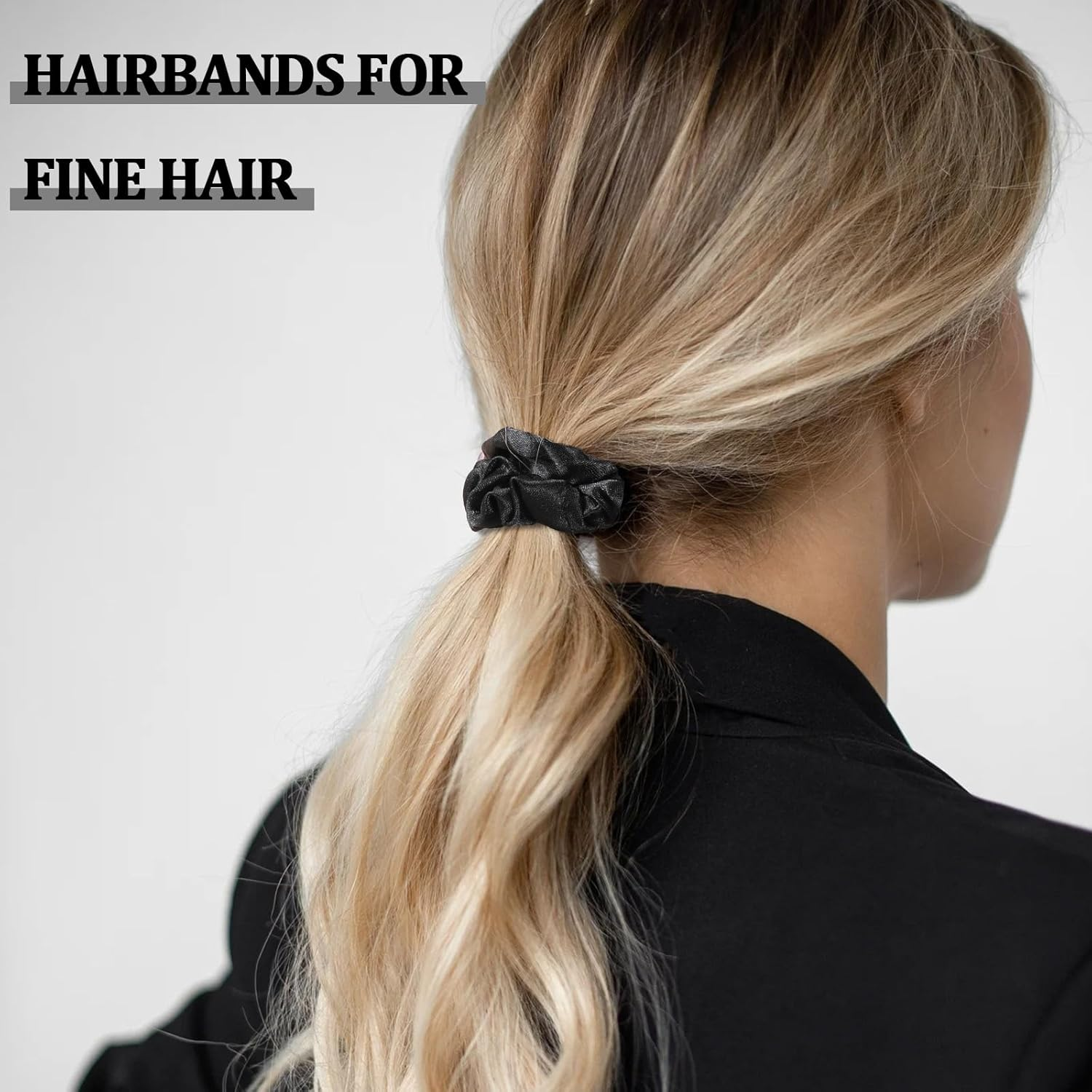 Xinjoduz 6 PCS Silk Hair Ties, Black Soft Silk Scrunchies for Hair Ties No Damage No Crease Skinny Elastic Women Girls Satin Scrunchies for Curly Thin Fine Hair Elastics Ponytail Holder image number 2