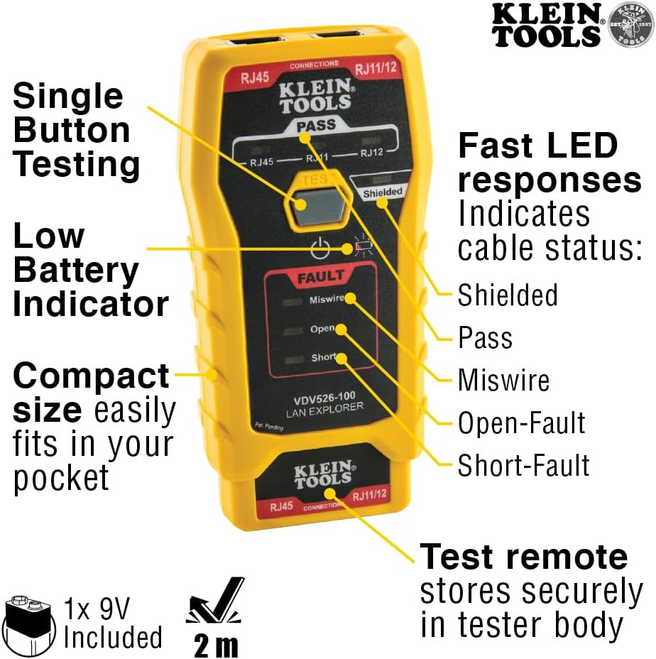 Klein Tools A-VDV526-100 Network, LAN Explorer, Data Cable Tester with Remote image number 6