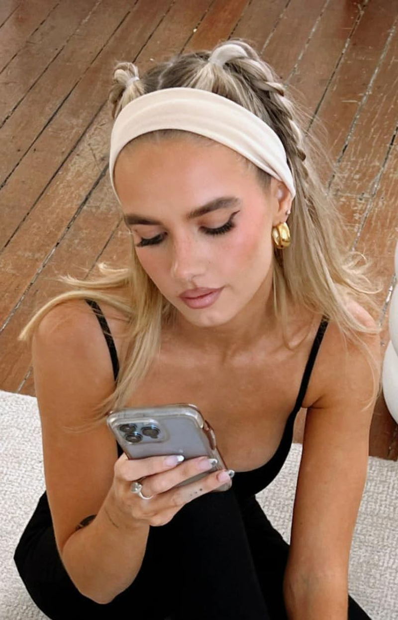 Headbands for Women 16 Pack Elastic Hair Bands for Women' Hair Non Slip Soft Cloth Fabric Sweat Headbands Yoga Running Sport Hair Accessories, Black Brown Beige Women Thick Headbands image number 2