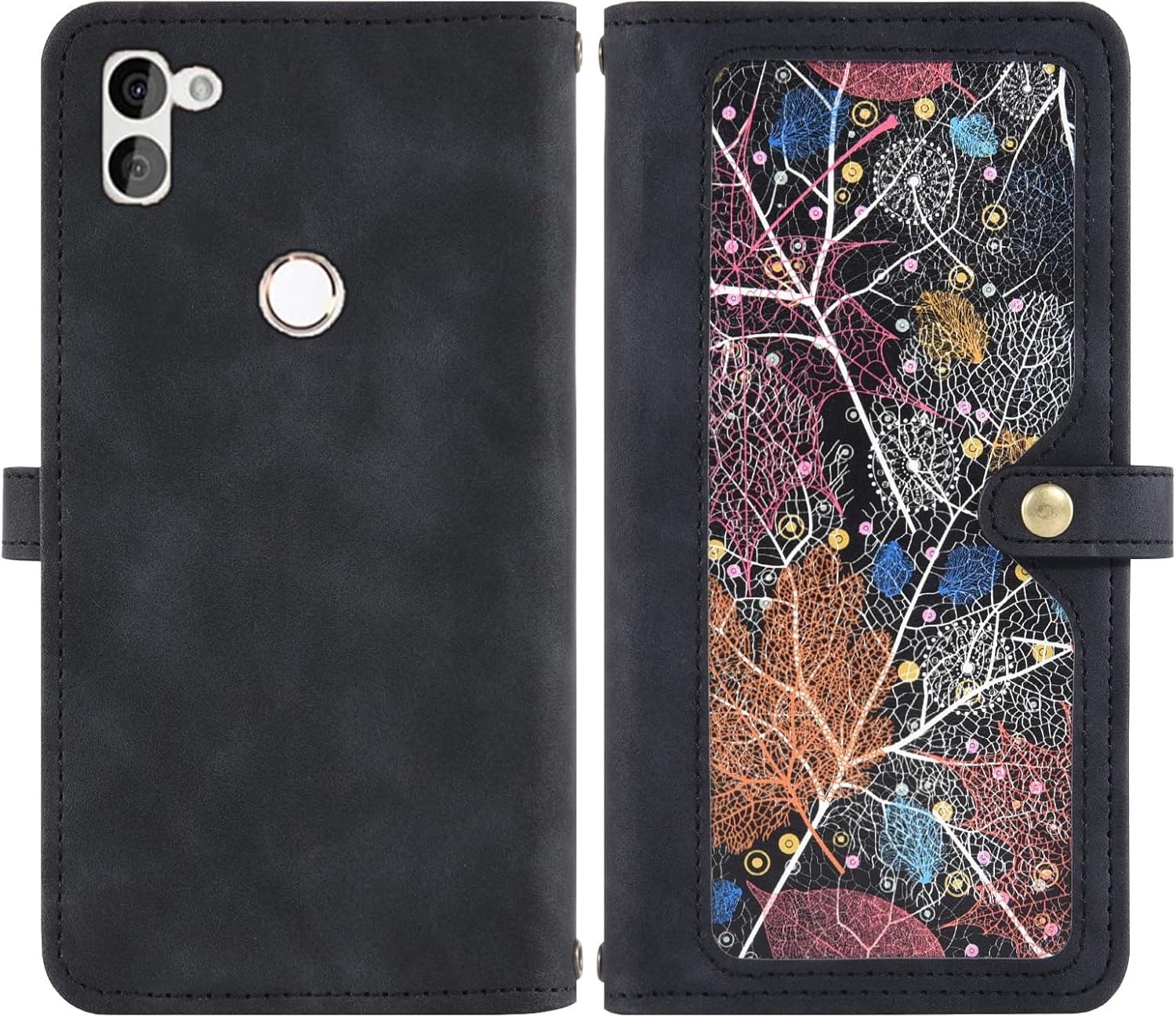 Asuwish Mobile Phone Case for Gigaset GS5 Case with Strap Film Protective Film Card Slot Foldable Leather Wallet Stand GS 5 Mobile Phone Cases Protective Zip Mobile Phone Cases Protective Glass Phone - Black image number 6