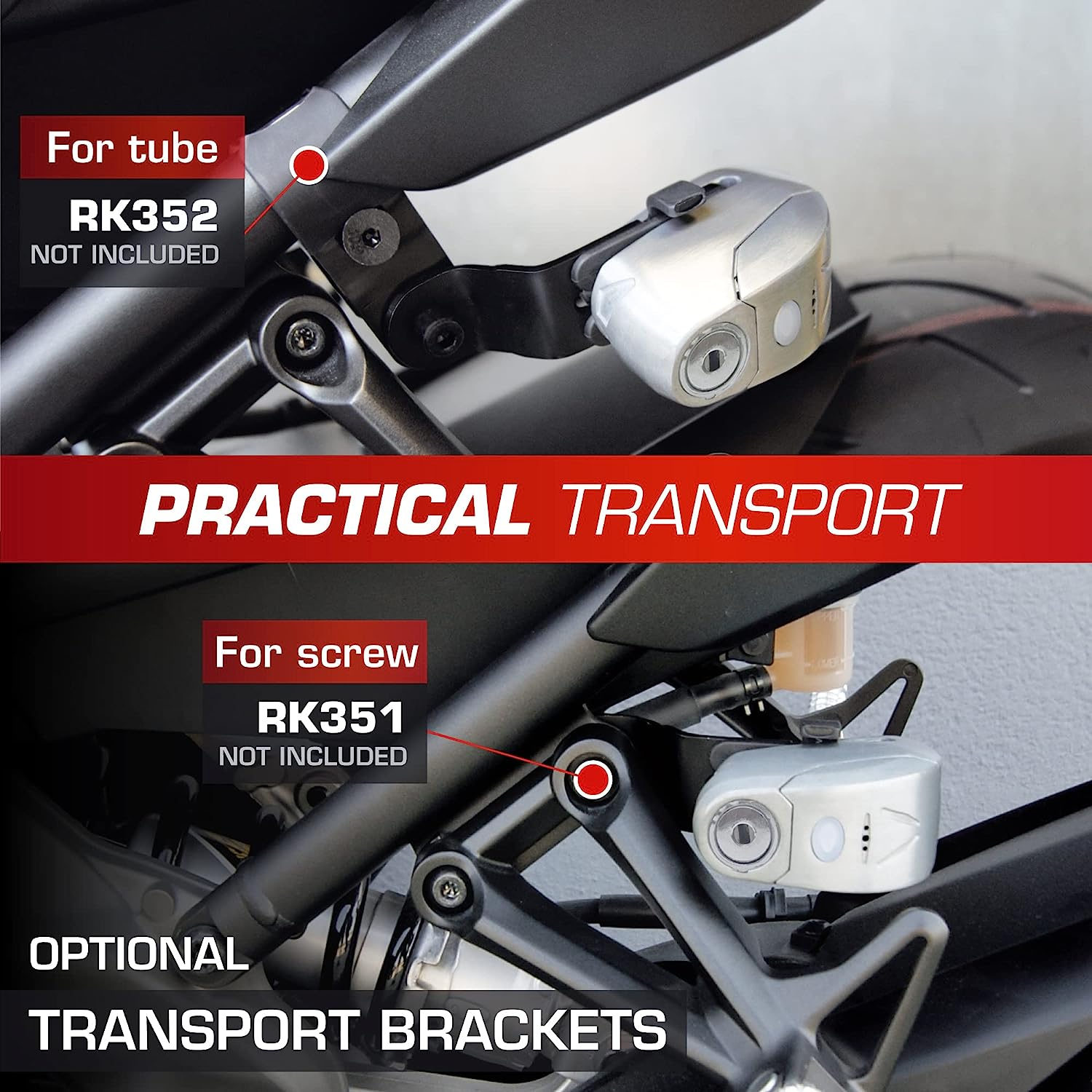 RADIKAL RK9Z Disc Lock Alarm 120 Db, on Button, Warning Fonction, Long Lasting Battery, 100% Waterproof, Metal, Universal anti Theft Wheel Brake Lock for Motorcycle, Scooter, Bike, Electric Scooter image number 1