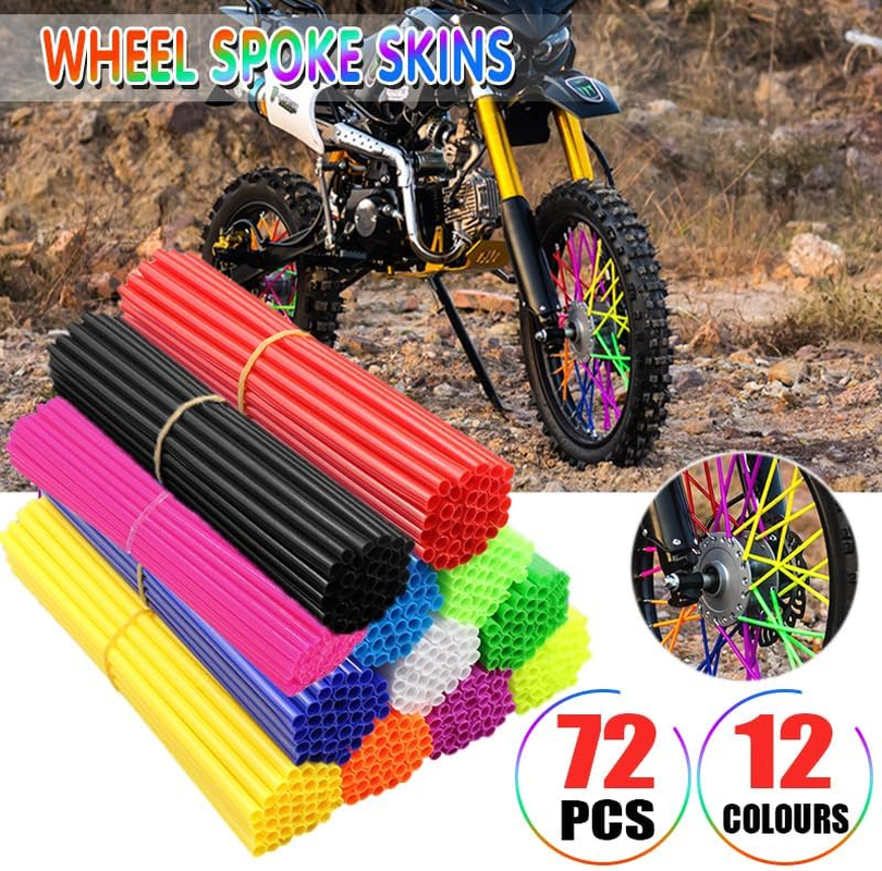 AIMALL 72Pcs Wheel Spoke Wrap Sleeves Mountain Bike Bicycle MTB Wraps Skins Covers - 9.45" Length, 0.24" Dia, Enhances Appearance & Protection image number 1