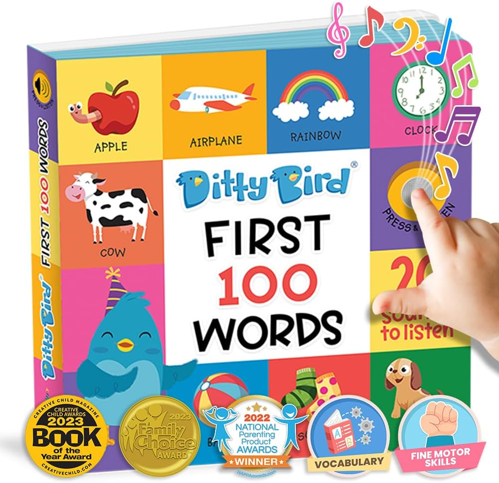 Ditty Bird First 100 Words Sound Book for Toddlers | Interactive & Educational Learning Book for Ages 1-3 | Vocabulary Building with Songs, Sounds, and Fun Facts | Perfect Learning Toy for Toddlers image number 1
