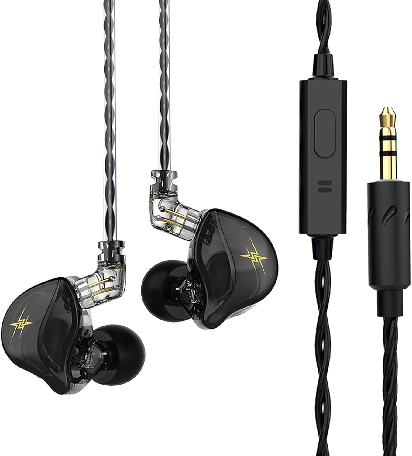 Wired Earbuds In-Ear Headphones, Earphones with Microphone,3.5Mm Jack Ear Buds QKZ ZXT Transparent Black for Computer, Laptop, Gaming, Sports, Music, Calling - Green image number 5