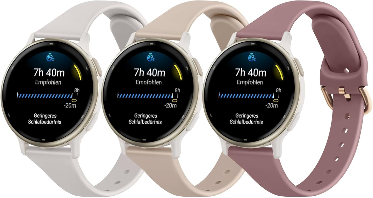 3 Pack Slim Bands for Garmin Vivoactive 5/3 Bands, 20Mm Quick Release Soft Silicone Sport Replacement Straps for Garmin Vivoactive 3 Music Band Women Men