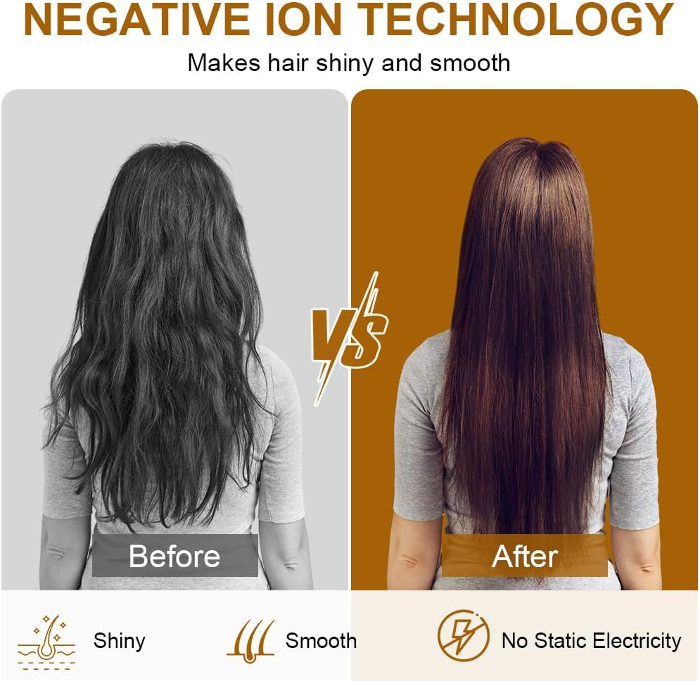 Alaoo Hair Straightener Brush, Ionic Hair Straightener Brush, Professional Electric Straightener Brush, 4 Stage Temperature Fast Heating, for Hair Styling and Straightener (White) image number 3